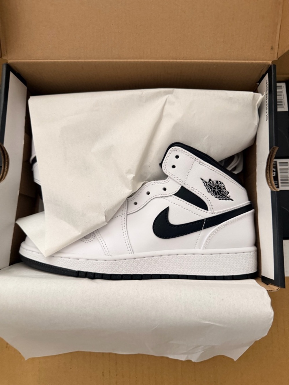 Nike Team Jumpman This Kid’s Air Jordan 1 Mid A Clean “White/Black” Makeover - Picture 2 of 5